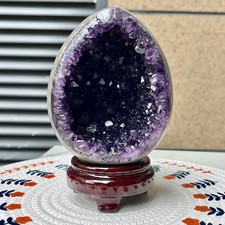 2.7 lb  Purple Amethyst Crystal Geode Egg Display Decor Collectible Accent Piece picture
