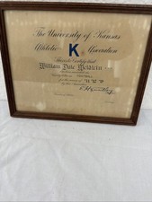 1914 University of Kansas Athletic Association varsity letter certificate picture