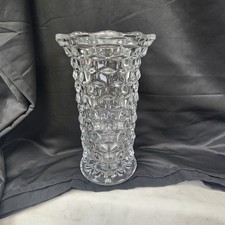 Vtg Fostoria American Cubist flared Cylinder Clear Vase Large picture