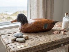 Vintage Wooden Carved Duck Decoy Rustic Farmhouse Folk Art Decor picture