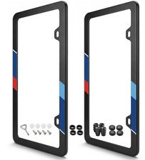 Slim Black License Plate Frame 2-pack, M Sport Stripes  *New*  BMW picture