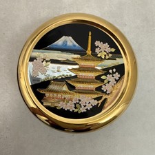 Vintage Black &  Gold Trinket Box From The Art Of  Chokin Edged In 24KT GOLD picture