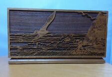 VTG Lasercraft Wood Letter Holder Engraved 70s Seagull Santa Rosa Cali  picture