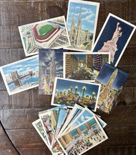 New Unused Midcentury NYC Lot 32 iconic gorgeous & vibrant vtg Linen Postcards picture