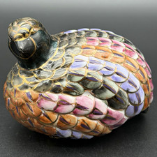 Vintage Hand Painted Porcelain Quail Pastel Moriage Gold Accent Japan Macau picture