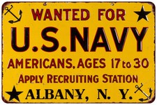 U.S. Navy Recruiting Station Vintage Reproduction metal sign TIN wall art picture