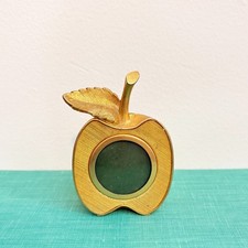 Vintage Ted Arnold Brass Apple Mini Picture Paperweight picture