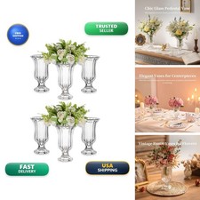 Glasseam 7.5In Tall Glass Vases for Centerpieces Pedestal Vase Flowers picture