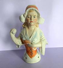 Pristine Antique German Porcelain Half Doll Arms Away Karl Schneider Dutch Girl picture