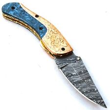 9781 SNMR Famous 8 Inch Handmade Folding Hunter Damascus Steel Pocket Knife w... picture