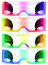 4 Pairs Visor Glasses Light up Futuristic Luminous Rave Glasses 7 Colors 4 Mo... picture