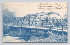 Postcard Columbus PA TROLLEY ON STEEL BRIDGE picture