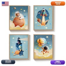 Cuspin Framed Space Wall Art Set of 4 for Nursery 11x14 In picture