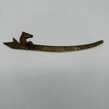 Vintage Pegasus Brass Letter Opener Gold Brass Engraved 9