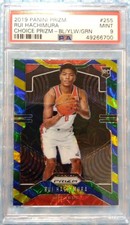 PSA Graded 2019 20 Panini Prizm Blue Yellow Green Prizm 255 Rui Hachimura Parall picture
