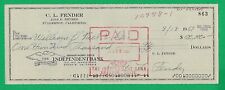 Leo Fender Signed 1967 Business Check  Made For $100,000.00 picture