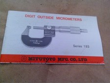 Mitutoyo Series 193 Outside Micrometer Manual picture