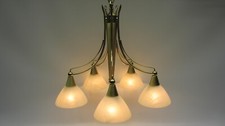 Ceiling Light 5 Arm Helestra GmbH Brass Glass Vintage '70s picture