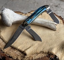 🇩🇪RARE VINTAGE FIGHT’N ROOSTER KNIFE (1 of 100) Blue “Pearl” SOLINGEN GERMANY picture