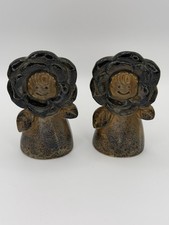 Vintage Japan Flower Girl Salt and Pepper Shakers Stoneware Ceramic 4