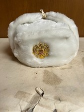 Genuine Russian Ushanka, White, Unused. picture