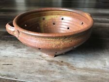 Pottery Berry Bowl Strainer With Handles Salt Glazed Colander Studio Art Rustic picture