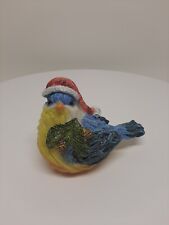 Vintage Blue Resin Holiday Christmas Bird Figurine 3.5