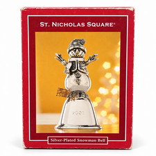 VINTAGE 2007 St. Nicholas Square Silver-Plated Snowman Christmas Bell NIB picture