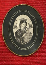 Vintage Icon Our Lady of Perpetual Help, With Glass...crack In Glass, See Pic picture