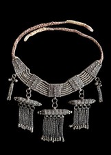 Antique Fine Solid Silver Yemenite Jewish Bridal Lasem Necklace Tribal Filigree picture