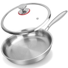 NKDFRI Titanium Hammered Pan Pro with Lid - 11.02 Inch 11 inches, Silver  picture