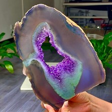 1.85LB Natural Amethyst agate  slice quartz cluster crystal specimen /Brazil picture