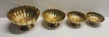 Vintage Enesco Brass Lotus Nesting Bowls Set of 4 India Mid Century MCM Sticker picture