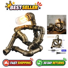 Steampunk Robot Desk Lamp Vintage Industrial Water Pipe Light for Bedroom & Bars picture