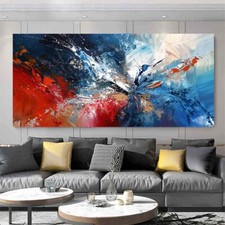 Blue and Red abstract modern large hand painted art oil painting on canvas picture