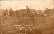 1914 Mint US Invasion Mexico American Insurrectos Over Wall RPPC Postcard picture