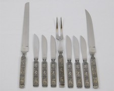 9 Pc Vintage Nasco Crusader National Stainless Knives & Carving Set picture