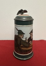Antique Mettlach Villeroy & Boch 3249 Drinkers German Beer Stein 1/2L Inlaid Lid picture