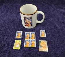 MARILYN MONROE Vintage Ceramic Coffee Mug with Stamp Plus 8 more MM Stamps 1995 picture