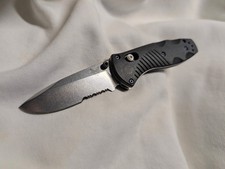 Cust Benchmade 585S Serrated Mini-Barrage 154CM Assist & Lock, Blue/Hardware Kit picture