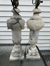 Vintage Pair Of Alabaster Marble Lamps MCM 17” Base picture