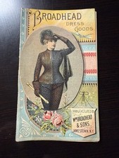 1880s Folding Wm. Broadhead & Sons Dress Goods C.M. Hewitt Lady In Blue #6H picture