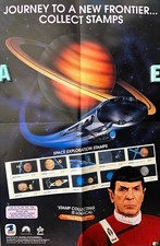 FREE SHIP Vintage 1991 Star Trek USPS Poster 14x21 Spock Enterprise Space Stamp picture