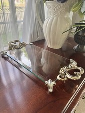 NWT Vintage Brighton Marie Antoinette Silver Ornate Glass Vanity Tray Home Decor picture