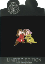 New 2009 LE Disney Pin CHIP & DALE Dopey Grumpy Dwarf Halloween Costume Dress Up picture