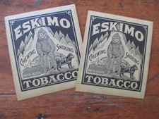2 ~4 x 4 1/2 original antique labels ESKIMO CHEWING SMOKING TOBACCO Scott Dillon picture