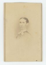 Antique CDV Circa 1860s Lovely Stern Looking Woman in Victorian Area Dress picture