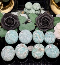 Natural Amazonite w/ Smokey Quartz Palm Stones  picture