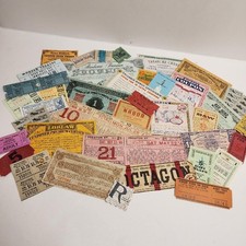 35 old tickets and coupons 1940s - 1960s vintage paper ephemera sample pack R picture