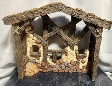 LARGE 17” x 21” Resin REPLACEMENT CRÈCHE Nativity RESIN Stable Barn KIRKLAND picture